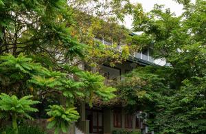康提Kandy Tree Tops的前面有树木的建筑