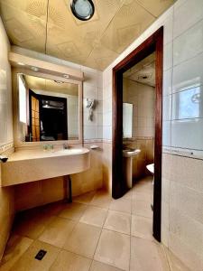 阿吉曼梦想宫殿酒店的一间带水槽和镜子的浴室