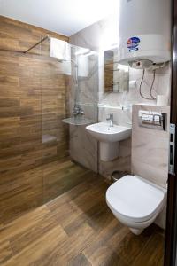 特里亚夫纳福美来家庭酒店的一间带卫生间和水槽的浴室