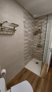 布埃乌Apartamento Centroplaya的浴室配有淋浴间和卫生间。
