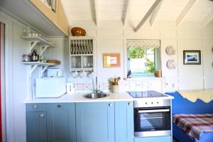Long BredyCottage Orné的一间带水槽和炉灶的小厨房