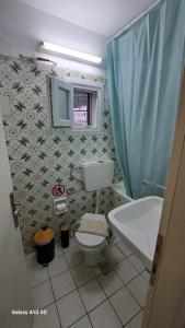 卡瓦拉Madeline house的一间带卫生间、水槽和窗户的浴室