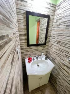 图努扬Departamento Terruños的一间带水槽和镜子的浴室