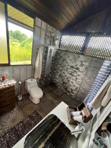 ChachaguaPitangus Lodge的一间带水槽和卫生间的浴室
