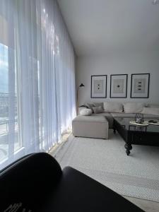 乌罗舍瓦茨Modern, City/Industrial Style的带沙发和大窗户的客厅