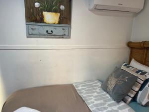 卡伦德拉XYL Pets Friendly Opened Spacious Seaside Boutique Guesthouse的一间卧室配有一张床和一个植物窗户