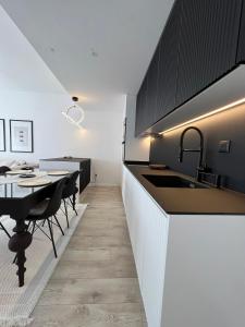 乌罗舍瓦茨Modern, City/Industrial Style的厨房配有水槽和桌椅