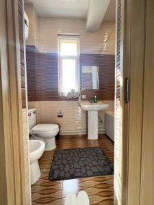 杜尚别Large modern apartment mix style的一间带卫生间和水槽的浴室