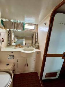 塞特港Navï, yacht privé face au Mont Saint-Clair的一间带水槽和镜子的浴室