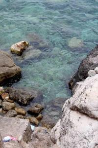 德阿Exclusive Location with direct access to the Sea的一片水体,有岩石和清澈的水