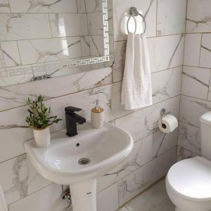 奇波斯阿费提Studio Aphrodite的白色的浴室设有水槽和卫生间。