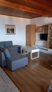 巴什卡沃达Apartmani Leko Mirjana的客厅配有沙发和桌子
