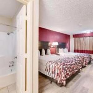 科西卡纳American Inn的一间酒店客房 - 带一张床和一间浴室