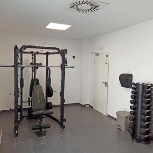 奇克拉纳－德拉弗龙特拉康普乐约阿苏尔公寓的一间设有健身房的客房,配有蹲架