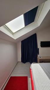杜布罗夫尼克Apartments Villa Alba的一间卧室配有一张床和天窗