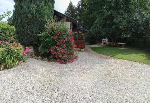Saint-Jean-aux-BoisLe cailloutis的花丛和房子的花园