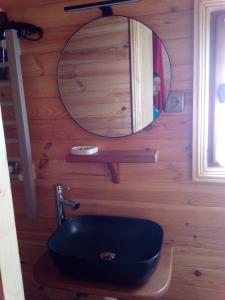 Grainville-YmauvilleLes Insolites de Nini的浴室设有黑色的卫生间和镜子