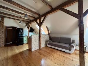 采西斯卡特里娜酒店的带沙发和木地板的客厅