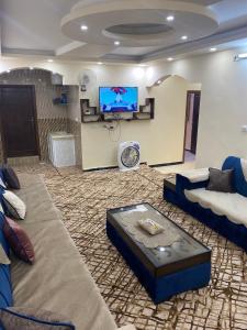 杰拉什Musab apartment的带沙发和平面电视的客厅