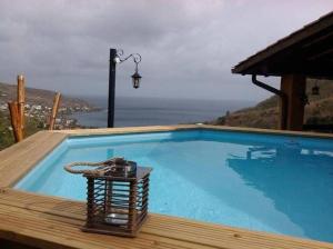 莱昂斯-达赫雷La Villa de Petite Anse - Piscine的大型蓝色游泳池,享有海景