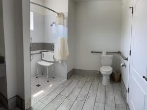皮斯莫比奇大洋棕榈汽车旅馆的浴室配有白色卫生间和盥洗盆。