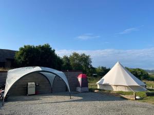 FryštákGlamping 4 Acres的白色帐篷和白色帐篷