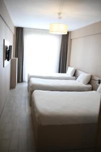 埃斯基谢希尔西那斯酒店的酒店客房设有三张床和窗户。
