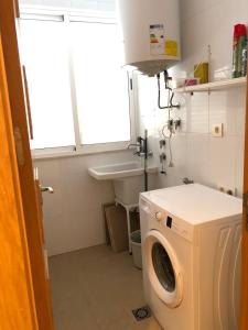 阿德拉Apartamento El Ingenio的一间带洗衣机和水槽的浴室