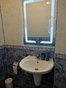 斯利文Apartment Ventuno 21的一间带水槽和镜子的浴室