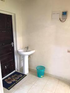 KakamegaLudali homes的一间带水槽、门和篮子的浴室