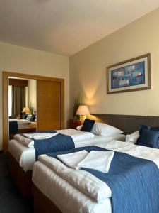 科林雷西亚酒店的酒店客房,设有三张床和镜子