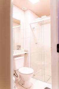 索罗卡巴Loft Campolim的一间带卫生间和淋浴的浴室