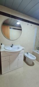 加鲁查Apartamento Arena y Sal - Garrucha的一间带水槽、卫生间和镜子的浴室