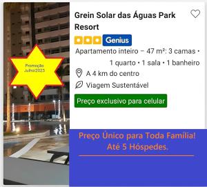 奥林匹亚Grein Solar das Águas Park Resort的手机上带有星星的截图