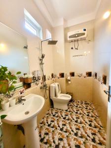 宁平Ha Lan Homestay的一间带卫生间和水槽的浴室