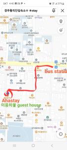 庆州Aha Stay的巴士站地点地图