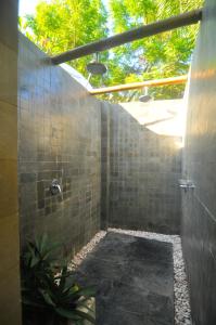 吉利特拉旺安The Haven的一间带步入式淋浴间和屋顶的浴室