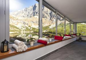 塔特兰斯卡波利安卡霍斯利斯列天空酒店的客房设有山景大窗户。