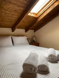 卡尼奥提Loft Oasis的一间卧室配有带毛巾的床