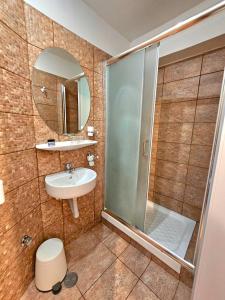 伊兹拉科奇西德拉酒店的带淋浴和盥洗盆的浴室