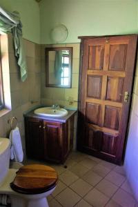 布拉瓦约Double lodge on natural African bush - 2112的一间带卫生间、水槽和门的浴室