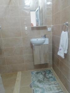 乌尔齐尼Dizara Apartman's的一间带水槽和镜子的浴室