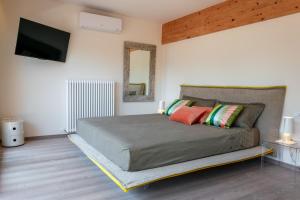 加尔达湖滨Charming Loft Lake Garda的一间卧室配有一张床和一台平面电视