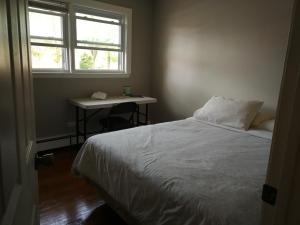 芝加哥8100 Happy Home的一间卧室配有一张床和一张带窗户的书桌