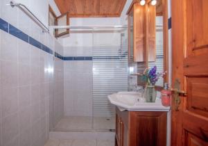 瓦西里科斯艾皮亚酒店的带淋浴、盥洗盆和卫生间的浴室