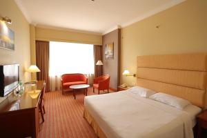 米里美里王朝酒店的酒店客房,配有床和电视
