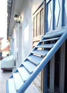 居辛Quartier Romantikum的建筑物一侧的蓝色梯子