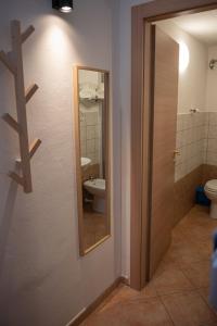 锡库利亚纳La Casetta di Giorgio的一间带水槽、卫生间和镜子的浴室