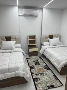 开罗الفتح / المنيل / د ٤的一间卧室设有两张床和床头柜