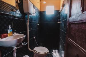 巴拉格兰德Sobrado do Eduardo的一间带卫生间和水槽的小浴室